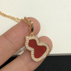 Qeelin Diamante e rosso ossidiana doppia calabaza collana-3884  