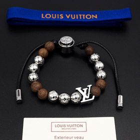 Louis Vuitton LV cavo regolabile abbellito con iscrizione in legno fibbia scivolante perline-3947  