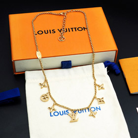Louis Vuitton LV regolabile lettere e collana d'oro floreale-4073  