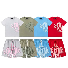 Syna Mondo schiuma lettera stampa casual a maniche corte T-shirt shorts set-2873  
