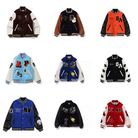 BAPE Colorblock digitale ricamato patch giacca da baseball-4242  