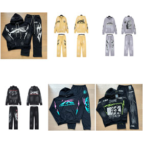 Hellstar felpa a maniche lunghe con cappuccio e pantaloni Tracksuit-4553  