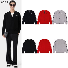 AMIRI ricamato logo singolo-petto cardigan a maniche lunghe a maglia maglione-4558  