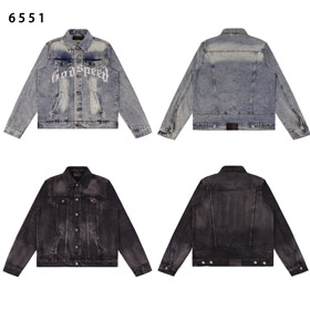 Godspeed Distressed Vintage lavato ricamato giacca in denim -4562  
