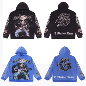 Godspeed cranio stampa Casual Crew collo cappuccio felpa-4563  