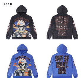 Godspeed Retro lettera cranio stampa felpa a cappuccio-4568  