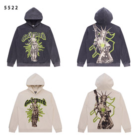 Godspeed Rock Street Retro lavato angosciato stampato Terry Hoodie-4574  