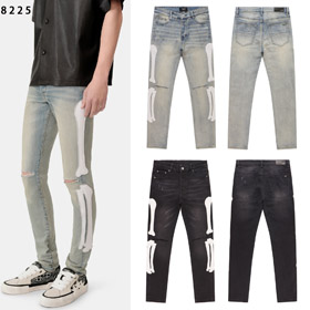 Il popolare jeans in denim lavato ricamato con ossa di AMIRI-4581  