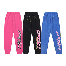Sp5der spider web schiuma stampa puro cotone sweatpants-4621  