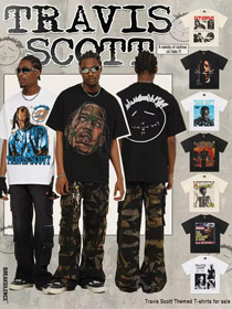 Travis Scott Vintage cotone puro doppio filato a maniche corte T-shirt-5097  