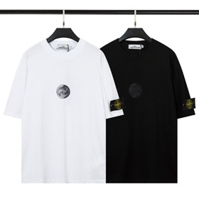 Stone Island doppio strato nero e bianco Tai Chi stampa a maniche corte T-shirt-5269  
