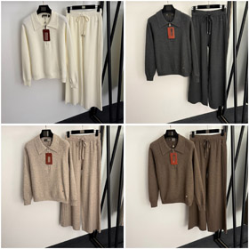 Loro Piana nuovo maglione e pantaloni a maglia a collo a tartaruga a mezza zip-5406  