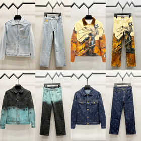 Louis Vuitton LV nuova collezione full logo ricamato gradiente denim set-5478  