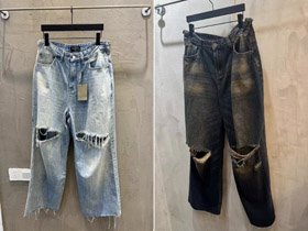 Jeans in denim lavato vintage Balenciaga con dettagli stracciati e angosciati-5479  
