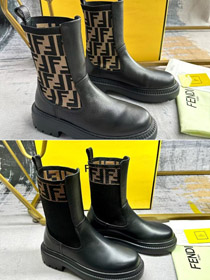 Fendi mezzo vitello rotondo-dita ricamato lettera combattimento stivali-5767  