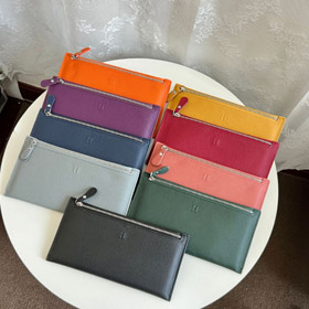 Hermès stampa in rilievo lungo zip-intorno portafoglio-5784  