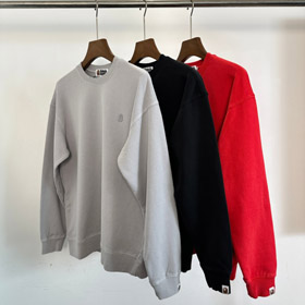 Bape logo ricamato lavato e afflitto crewneck felpa-5921  