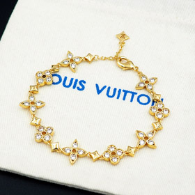 Louis Vuitton LV intarsiato zircone fiore braccialetto cavo-3542