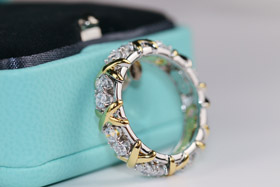 Tiffany intera fila diamante croce X anello-3675  