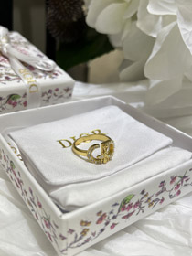 Dior oro pieno diamante ale pendente anello-3705