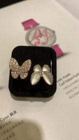 Van Cleef & Arpels Bianco Madre Perla Diamante Farfalla Oro Rosa Anello-3734  