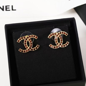Chanel ambra doppio c strass vintage oro orecchini-3742