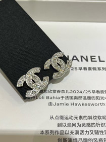 Chanel stella cuore cristallo perla argento doppio C orecchini-3752