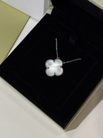 Van Cleef & Arpels quattro foglie trifoglio bianco collana larga-3788