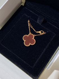 Van Cleef & Arpels quattro foglie trifoglio oro rosso ossidiana collana larga-3790  