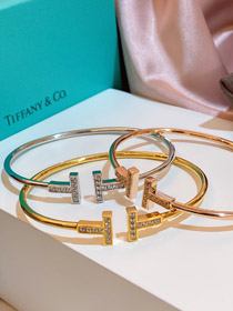 Tiffany full diamond bobina braccialetto aperto-3923