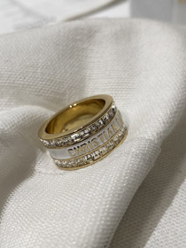 Dior doppia fila diamante smalto lettera anello-3953